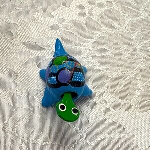 Handmade Mexican Wooden Blue Turtle